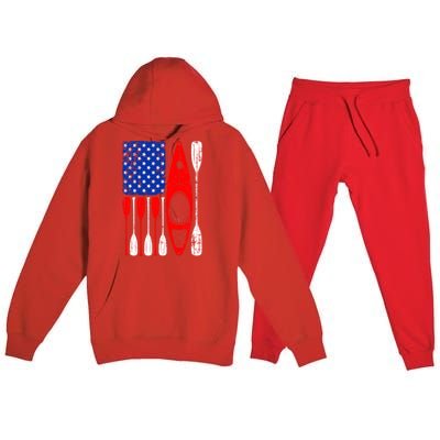 American Flag Kayak Paddle Kayaking 4th Of July Dad Papa Gift Premium Hooded Sweatsuit Set