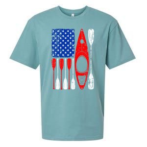 American Flag Kayak Paddle Kayaking 4th Of July Dad Papa Gift Sueded Cloud Jersey T-Shirt