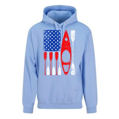 American Flag Kayak Paddle Kayaking 4th Of July Dad Papa Gift Unisex Surf Hoodie