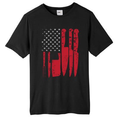 American Flag Kitchen Butcher Knife Set Funny Gift Tall Fusion ChromaSoft Performance T-Shirt