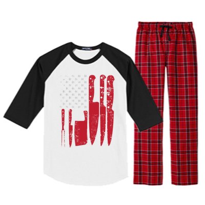 American Flag Kitchen Butcher Knife Set Funny Gift Raglan Sleeve Pajama Set