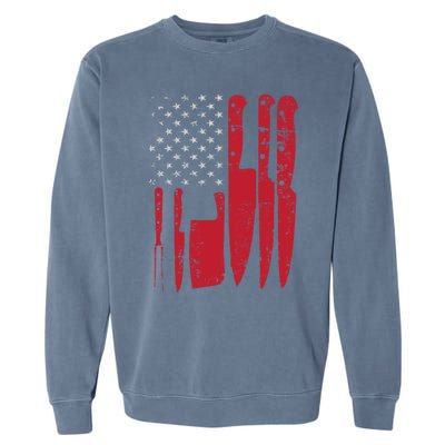 American Flag Kitchen Butcher Knife Set Funny Gift Garment-Dyed Sweatshirt