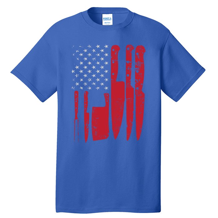 American Flag Kitchen Butcher Knife Set Funny Gift Tall T-Shirt