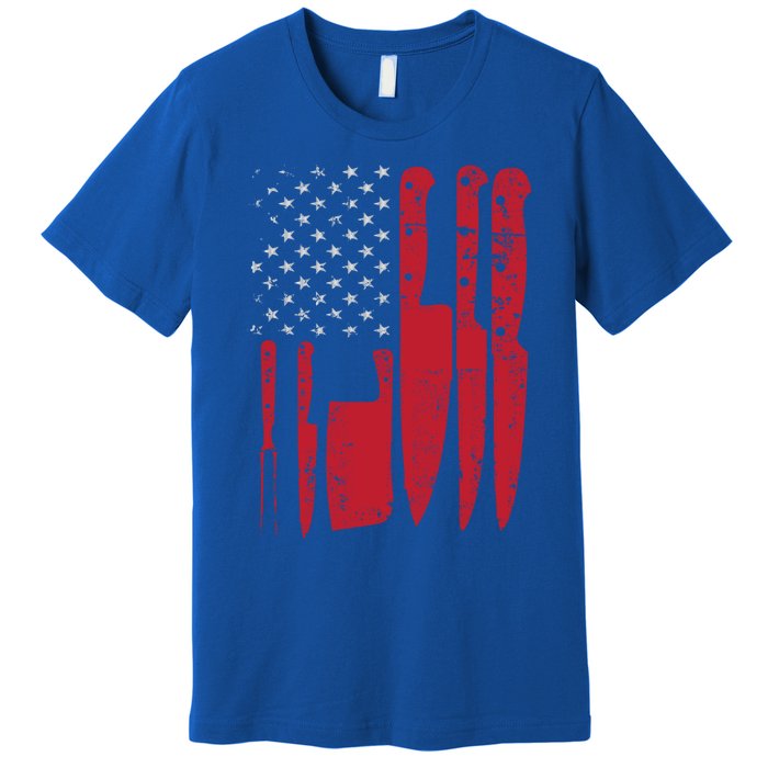 American Flag Kitchen Butcher Knife Set Funny Gift Premium T-Shirt