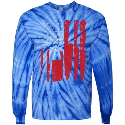 American Flag Kitchen Butcher Knife Set Funny Gift Tie-Dye Long Sleeve Shirt