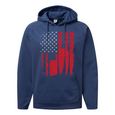 American Flag Kitchen Butcher Knife Set Funny Gift Performance Fleece Hoodie