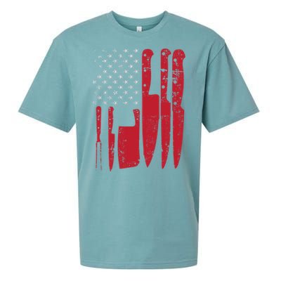 American Flag Kitchen Butcher Knife Set Funny Gift Sueded Cloud Jersey T-Shirt