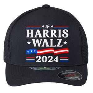 American Flag Kamala Harris Tim Waltz 2024 Gift Flexfit Unipanel Trucker Cap