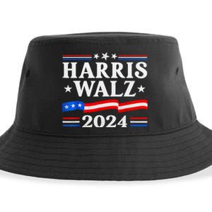 American Flag Kamala Harris Tim Waltz 2024 Gift Sustainable Bucket Hat