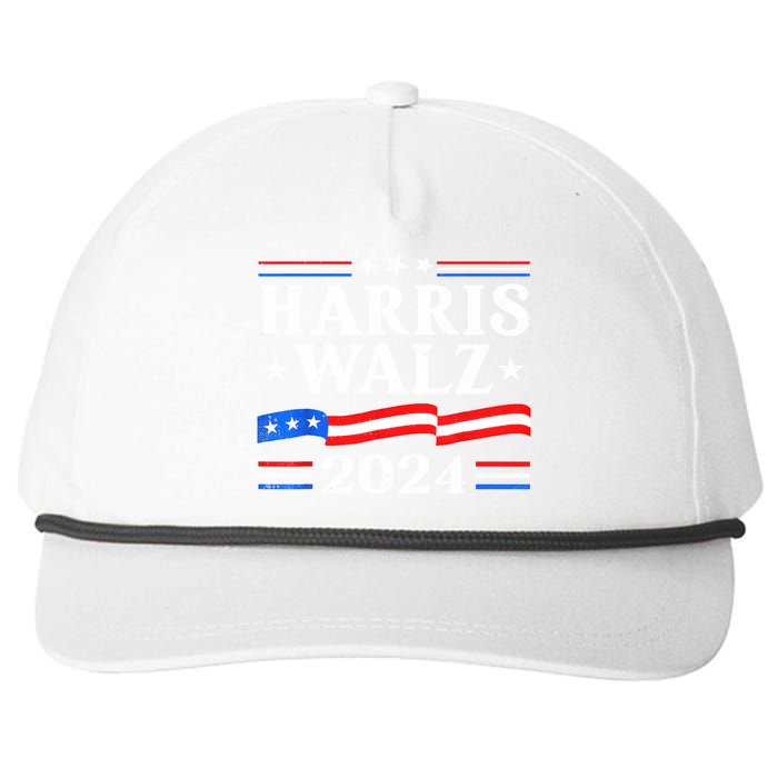 American Flag Kamala Harris Tim Waltz 2024 Gift Snapback Five-Panel Rope Hat