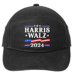 American Flag Kamala Harris Tim Waltz 2024 Gift 7-Panel Snapback Hat