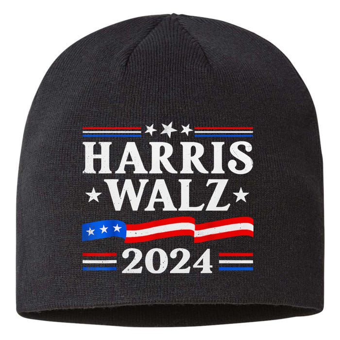 American Flag Kamala Harris Tim Waltz 2024 Gift Sustainable Beanie