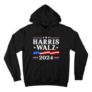 American Flag Kamala Harris Tim Waltz 2024 Gift Tall Hoodie