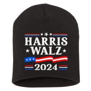 American Flag Kamala Harris Tim Waltz 2024 Gift Short Acrylic Beanie