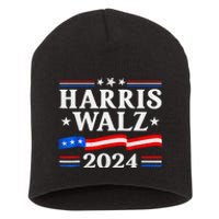 American Flag Kamala Harris Tim Waltz 2024 Gift Short Acrylic Beanie