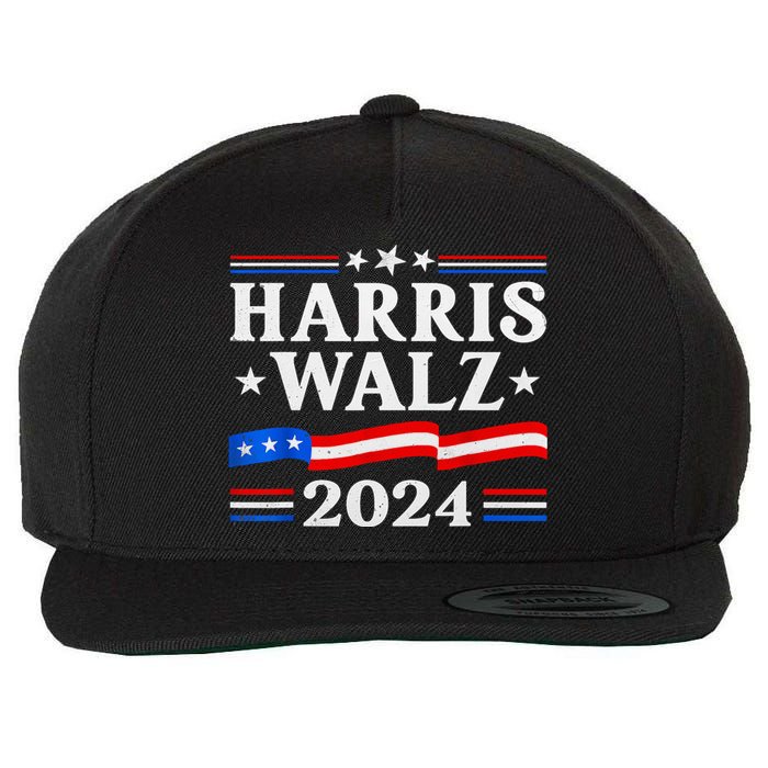 American Flag Kamala Harris Tim Waltz 2024 Gift Wool Snapback Cap