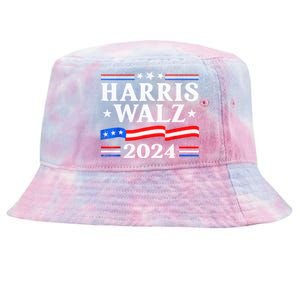 American Flag Kamala Harris Tim Waltz 2024 Gift Tie-Dyed Bucket Hat