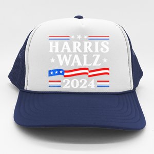 American Flag Kamala Harris Tim Waltz 2024 Gift Trucker Hat