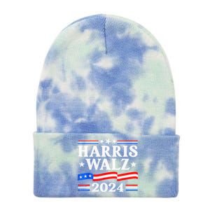 American Flag Kamala Harris Tim Waltz 2024 Gift Tie Dye 12in Knit Beanie