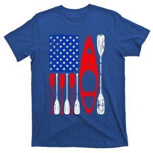 American Flag Kayak Paddle Kayaking 4th Of July Dad Papa Meaningful Gift T-Shirt