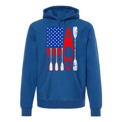 American Flag Kayak Paddle Kayaking 4th Of July Dad Papa Meaningful Gift Premium Hoodie