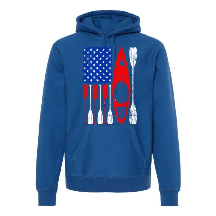 American Flag Kayak Paddle Kayaking 4th Of July Dad Papa Meaningful Gift Premium Hoodie