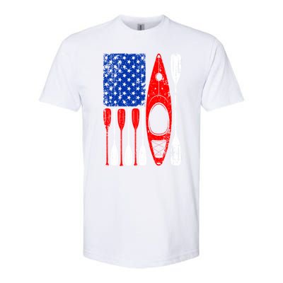 American Flag Kayak Paddle Kayaking 4th Of July Dad Papa Meaningful Gift Softstyle CVC T-Shirt