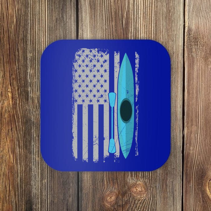 American Flag Kayak Gift Distressed Patriotic Kayaker Gift Coaster