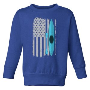 American Flag Kayak Gift Distressed Patriotic Kayaker Gift Toddler Sweatshirt