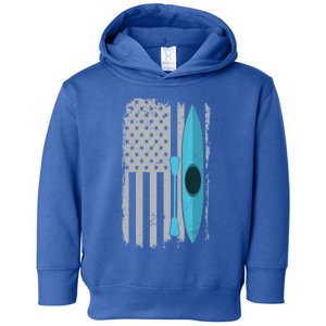 American Flag Kayak Gift Distressed Patriotic Kayaker Gift Toddler Hoodie