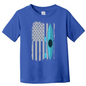 American Flag Kayak Gift Distressed Patriotic Kayaker Gift Toddler T-Shirt