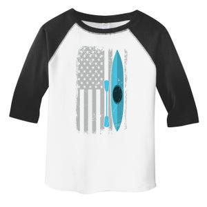 American Flag Kayak Gift Distressed Patriotic Kayaker Gift Toddler Fine Jersey T-Shirt