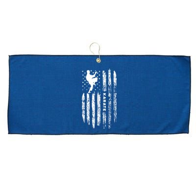 American Flag Karate Clothing Karateka Vintage Karate Large Microfiber Waffle Golf Towel
