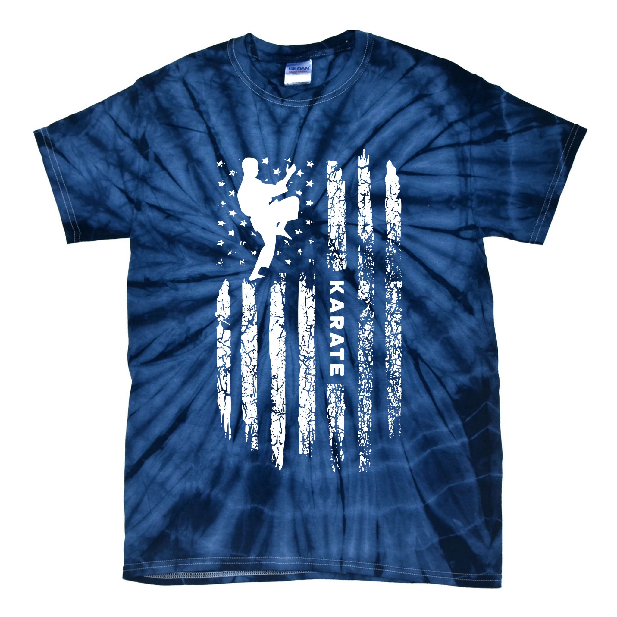 American Flag Karate Clothing Karateka Vintage Karate Tie-Dye T-Shirt