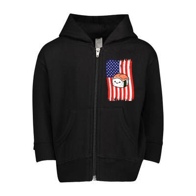 American Flag Kawaii Nigiri Sushi Lover Gift Toddler Zip Fleece Hoodie