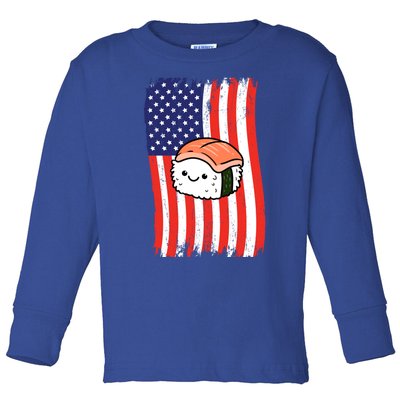 American Flag Kawaii Nigiri Sushi Lover Gift Toddler Long Sleeve Shirt