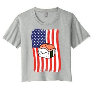 American Flag Kawaii Nigiri Sushi Lover Gift Women's Crop Top Tee