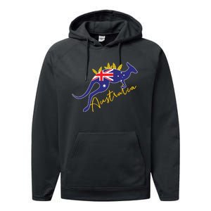 Australia Flag Kangaroo Australian Pride Souvenir Home Performance Fleece Hoodie