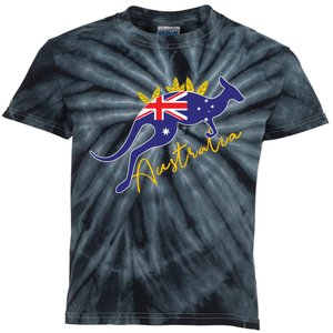 Australia Flag Kangaroo Australian Pride Souvenir Home Kids Tie-Dye T-Shirt