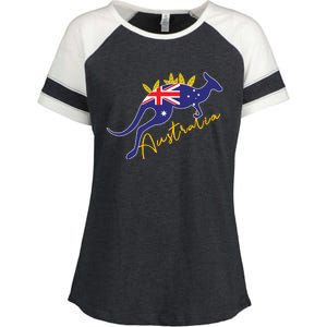 Australia Flag Kangaroo Australian Pride Souvenir Home Enza Ladies Jersey Colorblock Tee