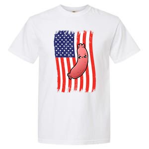 American Flag Kawaii Sausage Gift Garment-Dyed Heavyweight T-Shirt