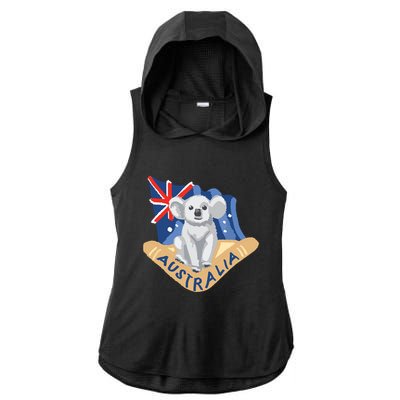 Australia Flag Koala Boomerang Ladies PosiCharge Tri-Blend Wicking Draft Hoodie Tank