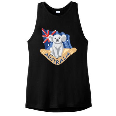 Australia Flag Koala Boomerang Ladies PosiCharge Tri-Blend Wicking Tank