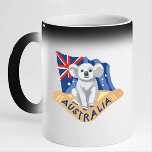 Australia Flag Koala Boomerang 11oz Black Color Changing Mug