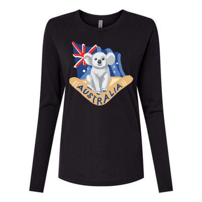 Australia Flag Koala Boomerang Womens Cotton Relaxed Long Sleeve T-Shirt