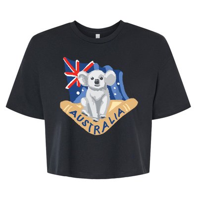 Australia Flag Koala Boomerang Bella+Canvas Jersey Crop Tee