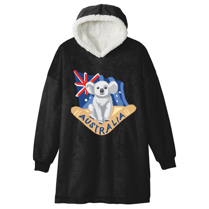 Australia Flag Koala Boomerang Hooded Wearable Blanket