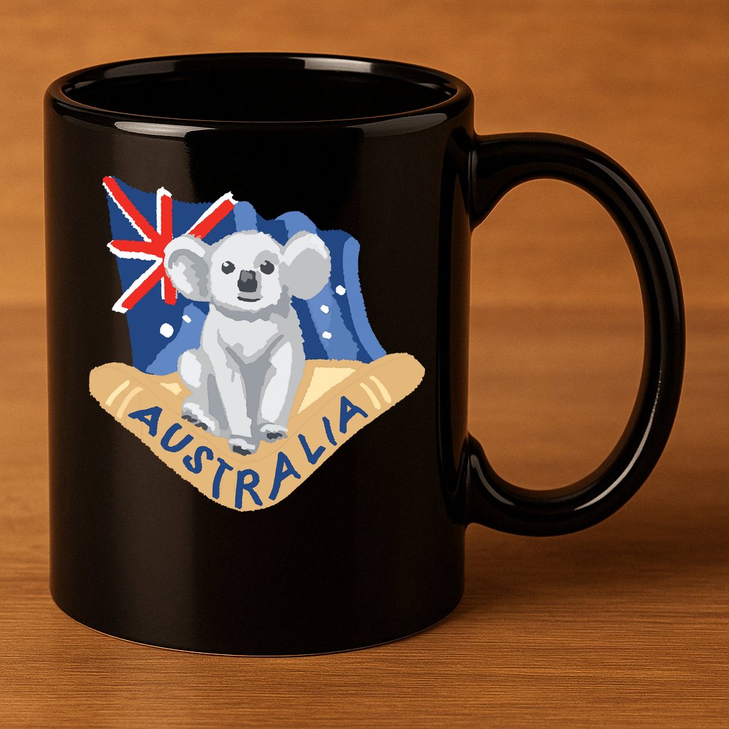 Australia Flag Koala Boomerang 11oz C Handle Ceramic Mug