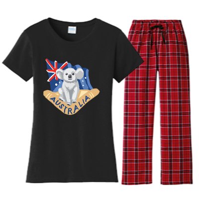 Australia Flag Koala Boomerang Women's Flannel Pajama Set