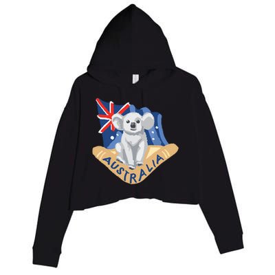 Australia Flag Koala Boomerang Crop Fleece Hoodie